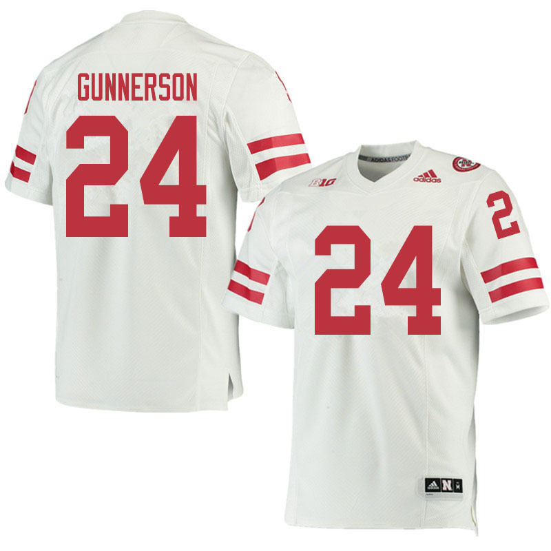 Men #24 Blaise Gunnerson Nebraska Cornhuskers College Football Jerseys Sale-White - Click Image to Close